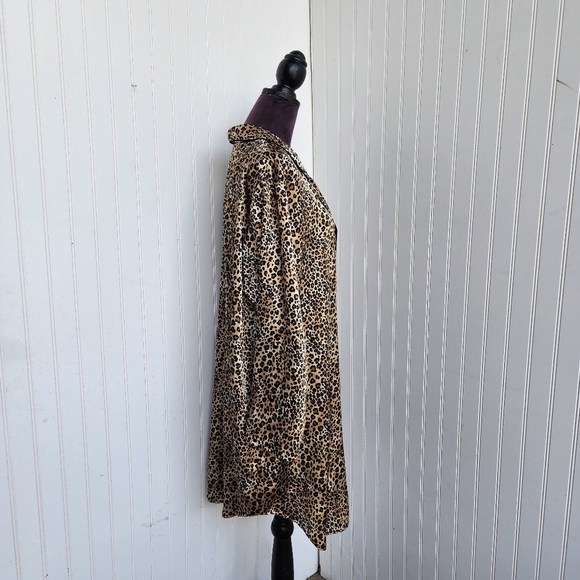 Avenue Body Collared Button Down Sleep Shirt Night Pajamas Satin Leopard 18/ 20 - Picture 5 of 11